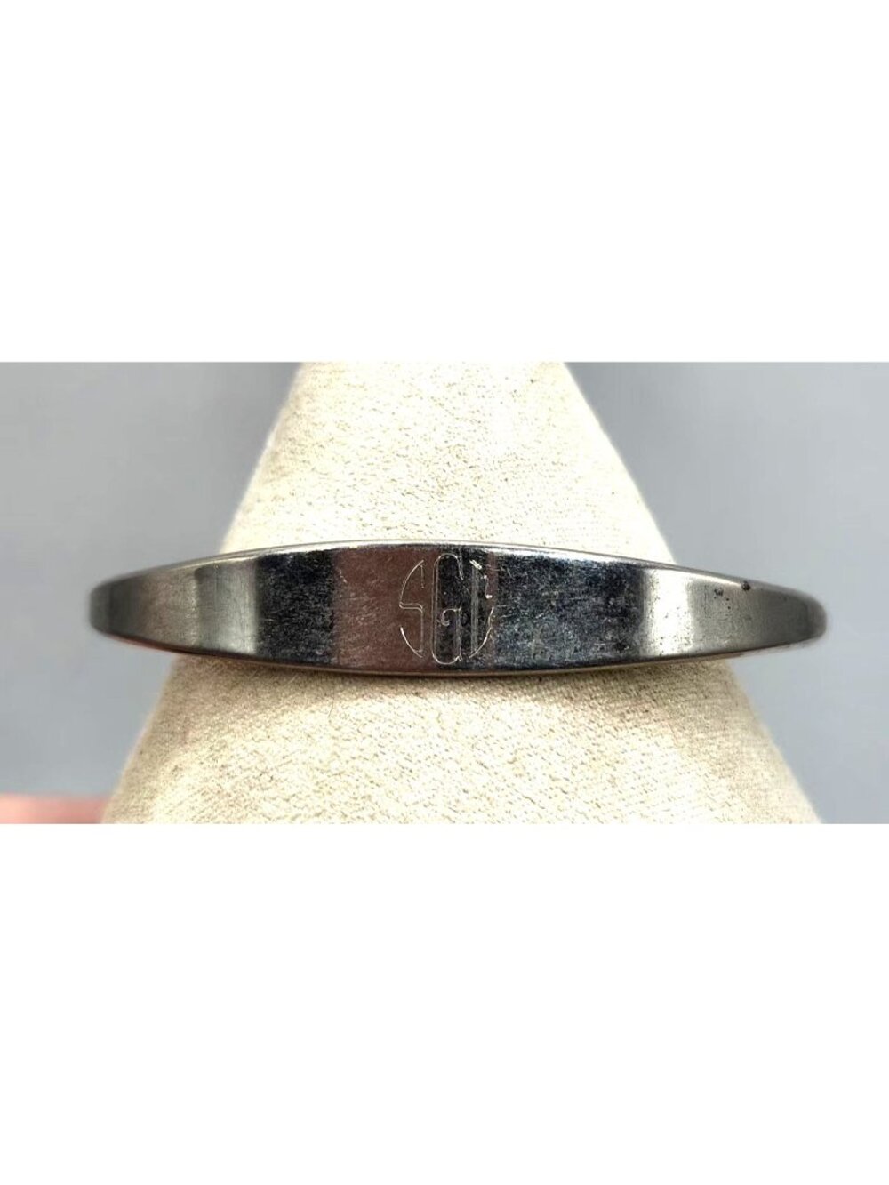 Monogrammed Silver-Tone Cuff Bracelet With "SG" Engraving